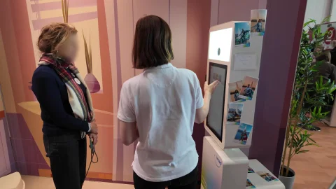 AI photobooth in use at an event in Geneva